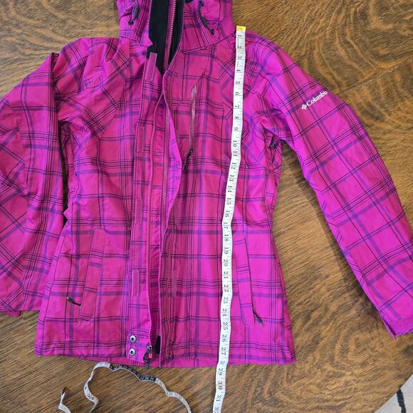 Columbia Omni-Tech Interchange Jacket Pink Plaid Waterproof Breathable Ski Snow - Picture 14 of 16